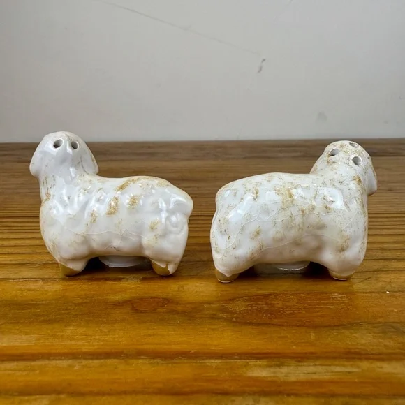 Vintage Lamb Salt & Pepper Shakers | Ceramic Sheep Figurines | Cottagecore - Picture 7 of 8